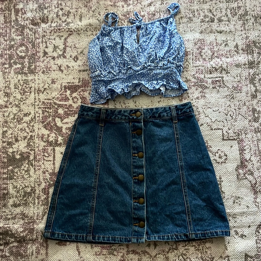Jeans skirt only- make sure to find a matching top from my closet